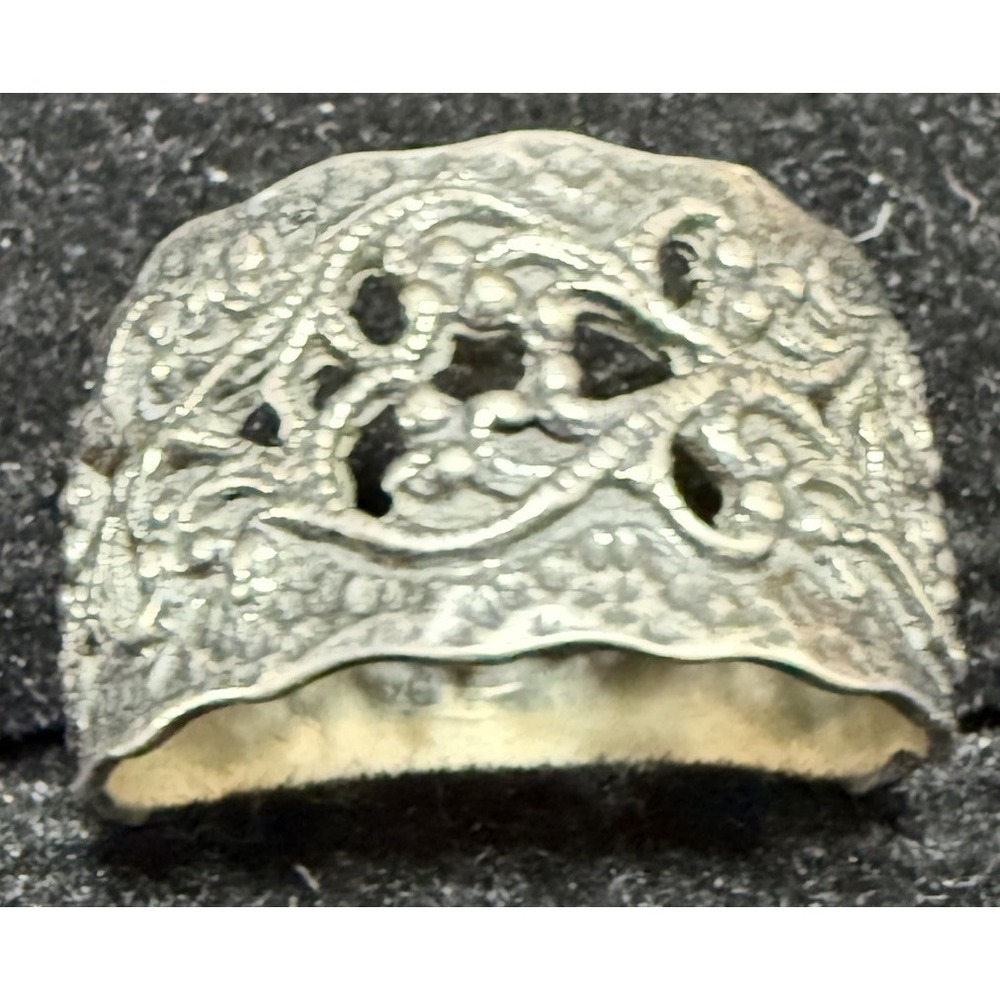 Sterling Silver Vintage Ornate Swirl Ring Size 10 Marked DT 925 Wide Band